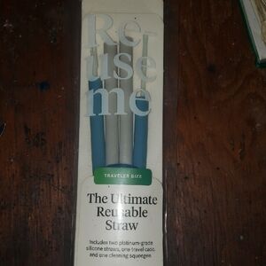 Blue and Gray Reusable Straw Set